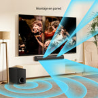Barra de sonido con subwoofer, barra de sonido para Smart TV, minibarras de sonido con conexión ARC/óptica/AUX/inalámbrica, sistema de sonido envolvente para TV/PC/juegos/proyectores con control remoto por infrarrojos
