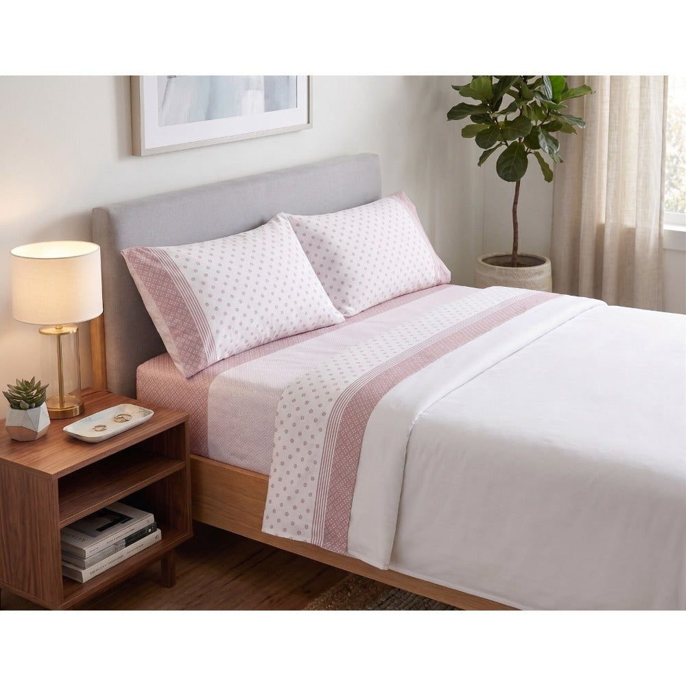 Juego de cama de 3/4 piezas apto para todas las estaciones, que incluye una sábana, una sábana ajustable y fundas de almohada. Medidas: 90 cm, 105 cm, 135 cm, 150 cm y 180 cm