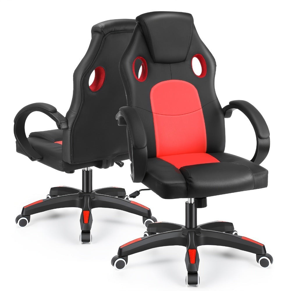 Silla de Oficina, Asiento Ergonómico de Respaldo Alto con Reposabrazos Acolchados y Transpirables, Base Duradera, Soporte Lumbar, Superficie de Cuero Sintético para Juegos, Hogar u Oficina, Silla Gamer