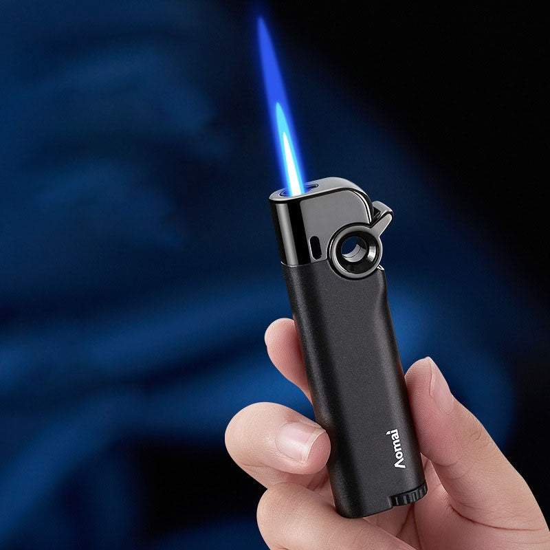 Encendedor recargable | Encendedor Inflable a Prueba de Viento con Llama Azul Directa, Material Dorado, Interruptor de Palanca de Ahorro de