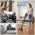Aspiradora de pie 35KPa, potente y ligera, aspiradora vertical inalámbrica 6 en 1 para alfombras, pisos y pelo de mascotas - Lubluelu P4/202 mejorada