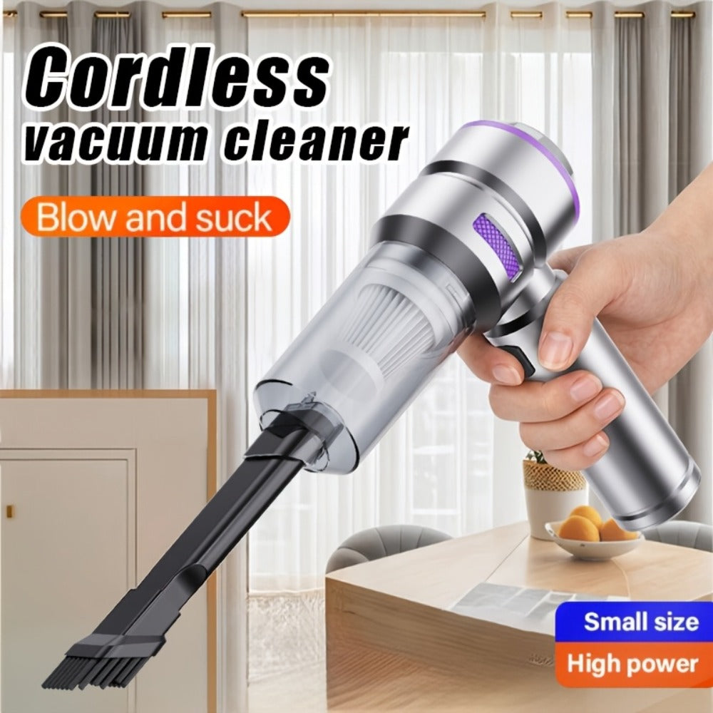 Aspiradora portátil inalámbrica de mano con soplador y succión en uno, carga USB, filtro lavable, equipada con batería de litio duradera, adecuada para limpiar polvo, migas de snacks, pelo, apta para sofás, alfombras, escritorios, escaleras.