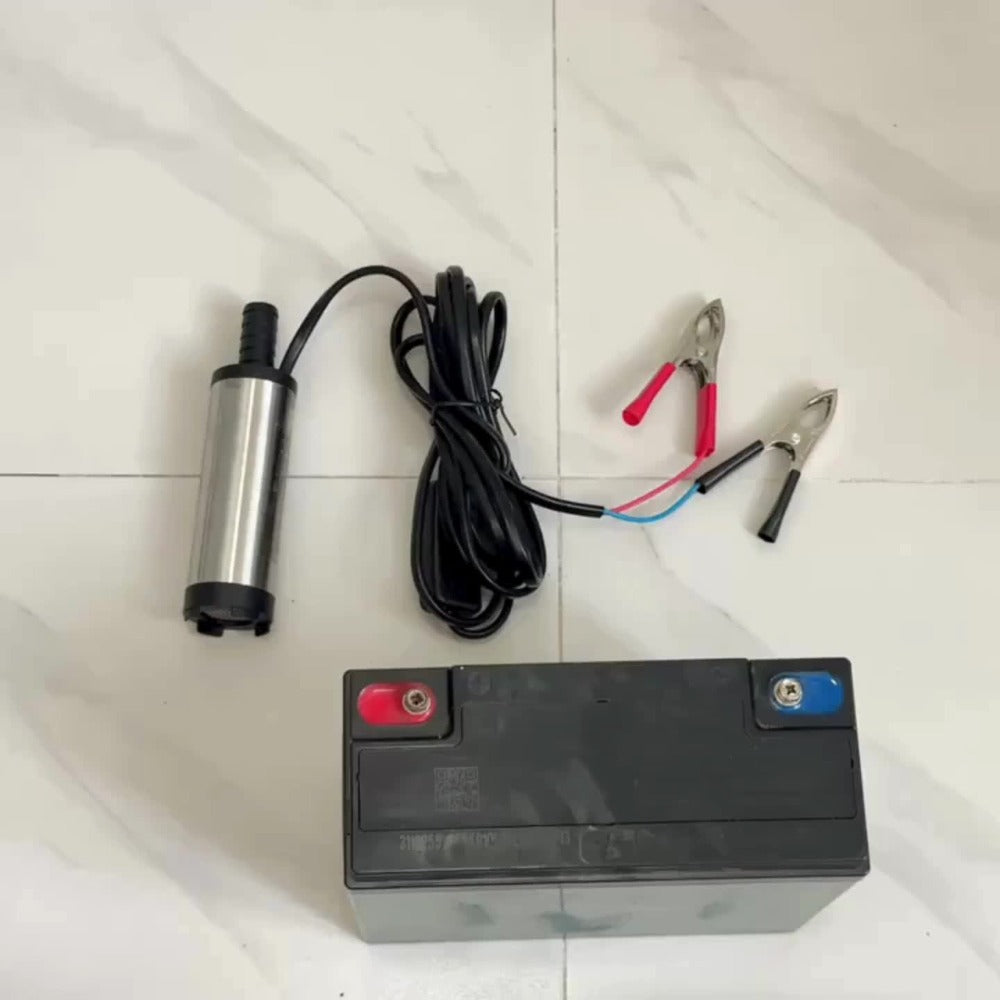 Bomba de transferencia de combustible diésel sumergible de 12V, bomba eléctrica portátil para cambio de aceite de 12L/min con interruptor de encendido/apagado y pinzas de cocodrilo, herramienta de bombeo de acero inoxidable para agua y queroseno para coch