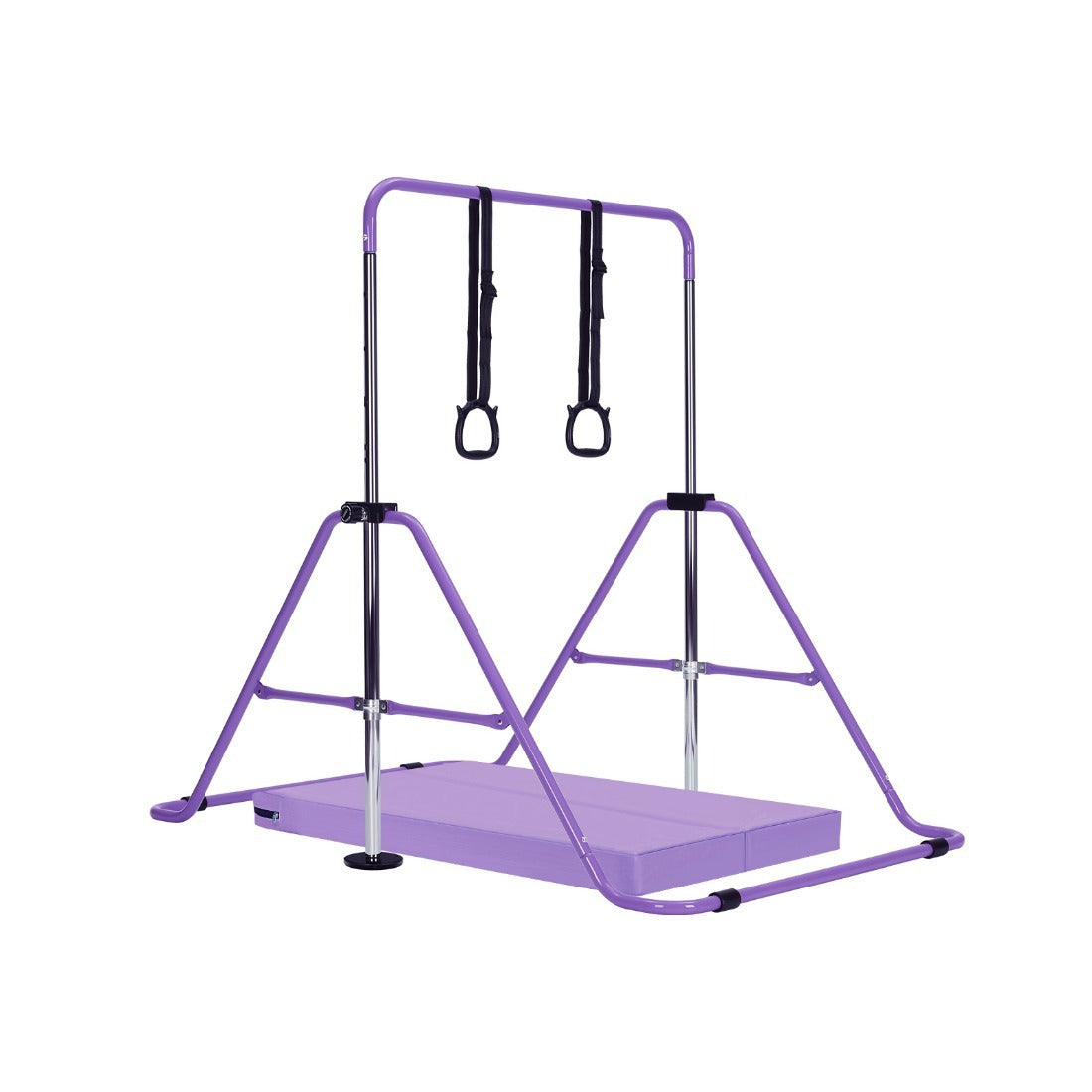 Barra de gimnasia ajustable, barra de entrenamiento, equipo de gimnasia, barras de gimnasia para el hogar con agarres de gimnasia, muñequeras, clavos de tierra, tapete de ejercicios