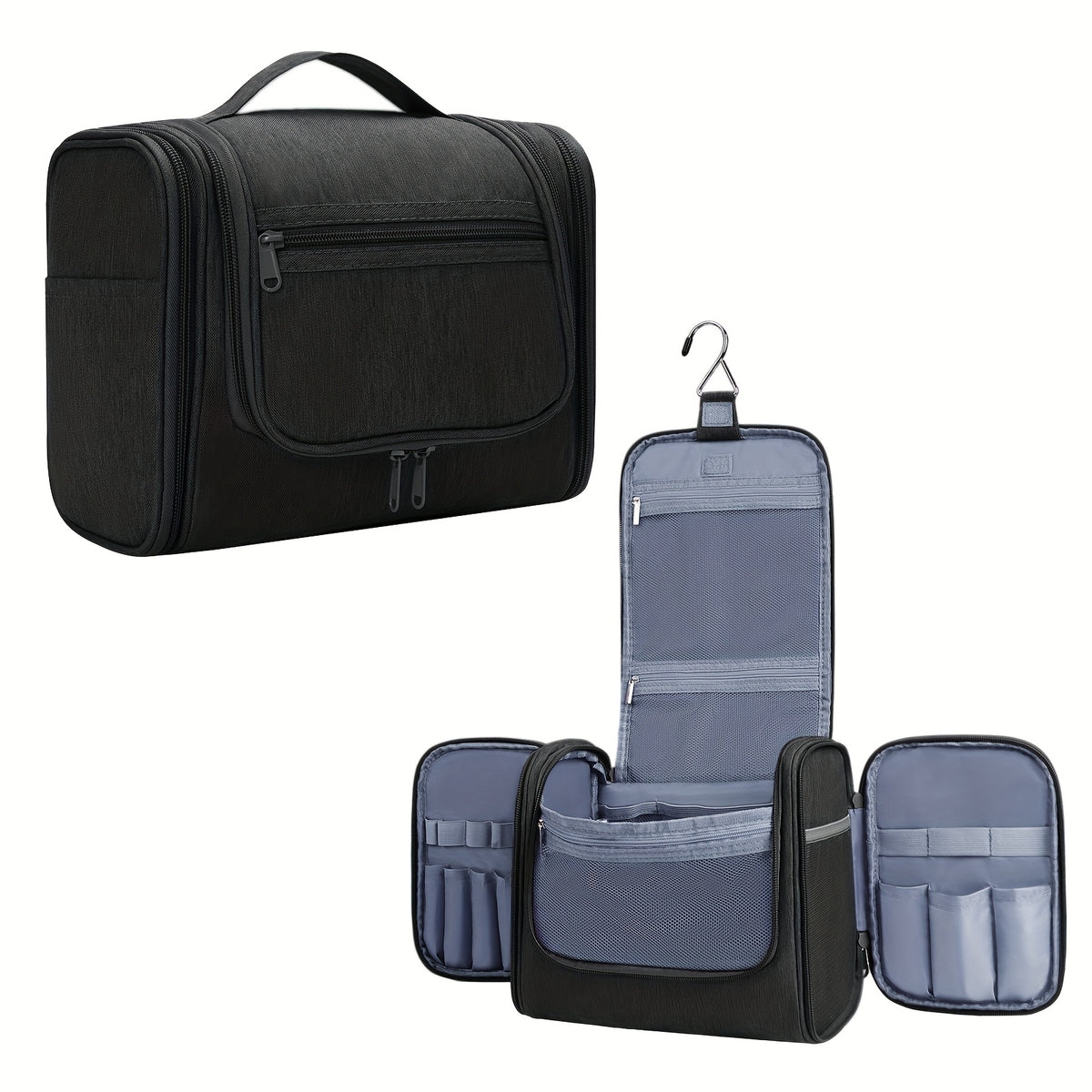 Bolsa de Aseo Colgante con Múltiples Bolsillos y Gancho, Organizador de Maquillaje Elegante para Mujeres y Hombres, Cierre de Cremallera Duradero, Diseño con Asa Superior, Bolsa de Viaje para Aseo, Regalo de Navidad variant image - product 