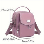 Bolso Bandolera Ligero de Nylon para Mujer en 4 Colores - Mini Bolso Casual con Múltiples Compartimentos con Cremallera, Correa de Hombro Desmontable y Ajustable y Bolsillo Frontal, Bolso Cruzado Pequeño, Bolso de Viaje Versátil, Cierre Seg