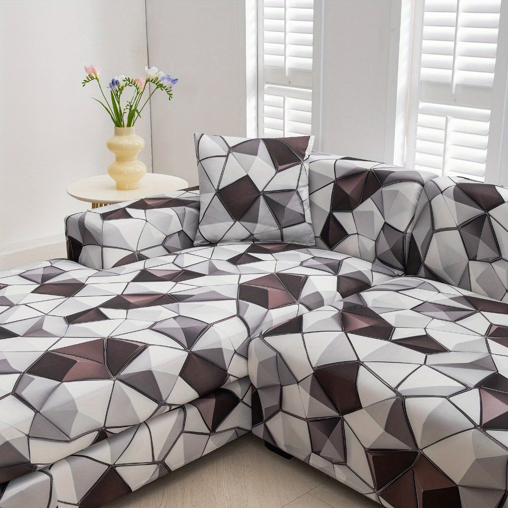Funda para sofá en forma de L con impresión 5D para 3+3 plazas con 2 fundas de almohada - Tejido suave como la leche, fundas protectoras duraderas y elegantes para sala de estar, perfectas para sofás seccionales