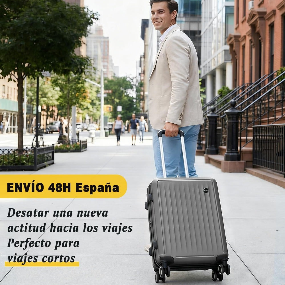 Maleta De Cabina Exclusiva Para Vuelos Europeos, Ideal Para Vacaciones De Verano Y Viajes A La Playa. Dimensiones Precisas De 55×40×20 Cm, Diseño Rígido Resistente Con 4 Ruedas Giratorias 360°, Tirador Telescópico Suave Y Cerradura De Seguridad. Ligera Y