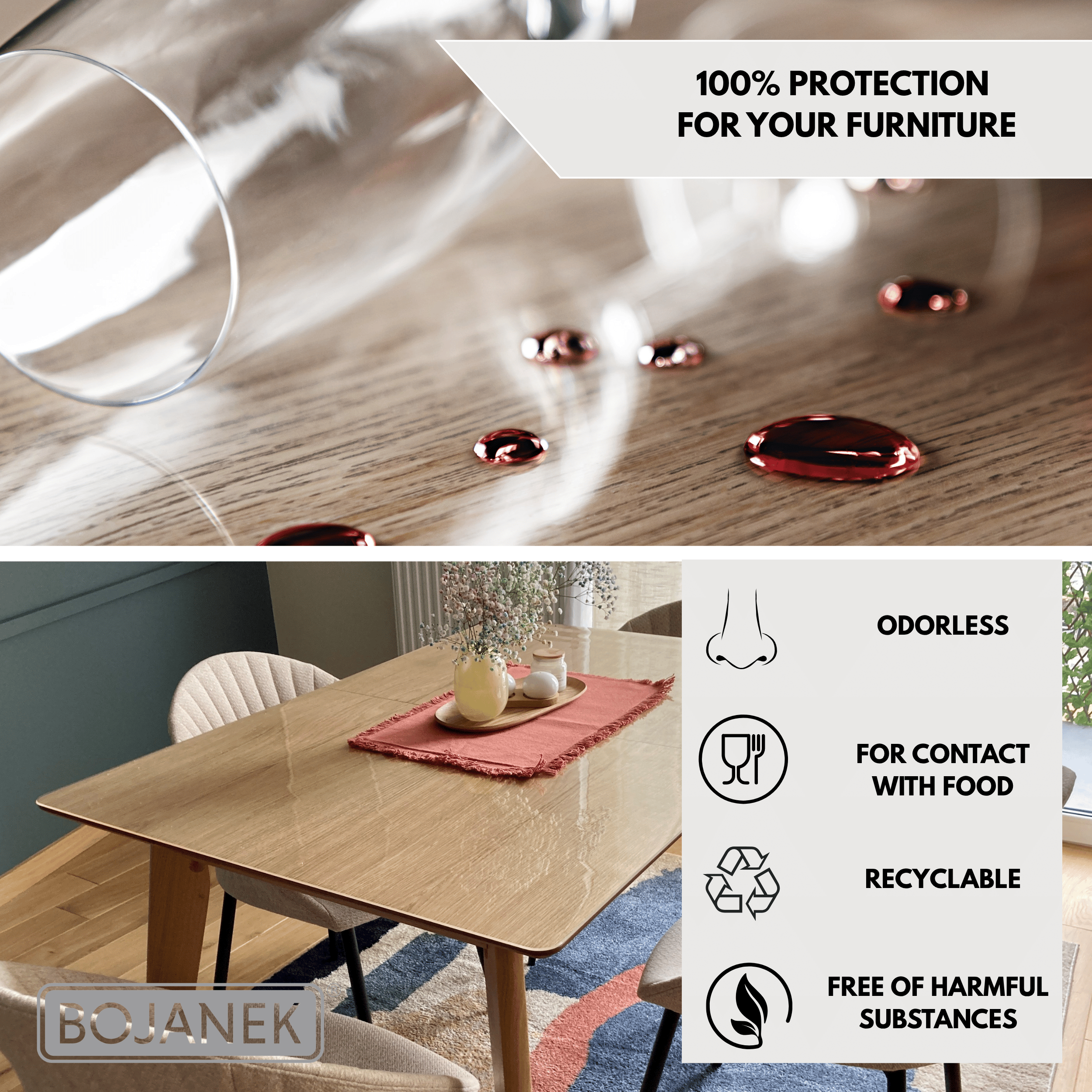 Funda Protectora para Mesa con PVC de 2mm - Más de 30 Tamaños - Mantel Transparente de Vidrio Suave Resistente a Arañazos y Agua, Protector de Superficie de Mesa Fácil de Limpiar, Papel de Mesa Duradero para Cocina, Comedor, Restaurante, Oficina y Hogar
