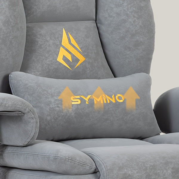 Silla de gaming SYMINO, silla de oficina ergonómica de piel PU con soporte lumbar - Silla de escritorio reclinable para computadora para adultos, asiento de videojuegos estilo carreras (altura y reposacabezas ajustables)