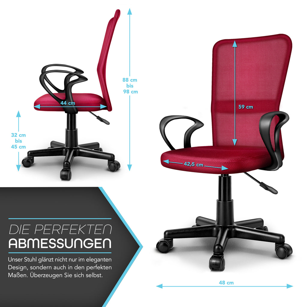 Silla de Oficina TRESKO® con Reposabrazos, Altura Ajustable Continua | Silla Giratoria de Malla Transpirable | Silla de Escritorio con Ruedas de Plástico Ligeras, Superficie Acolchada, Ajuste Ergonómico | Silla de Ordenador Ideal para Oficina en Casa, Hab