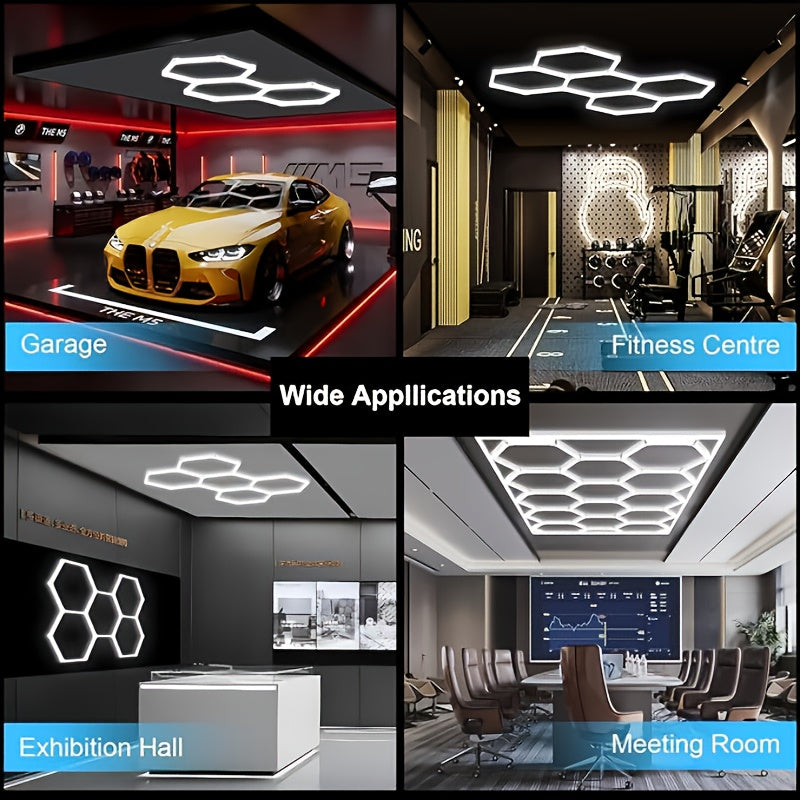 Luz LED hexagonal para techo | Garaje taller gimnasio y exposición