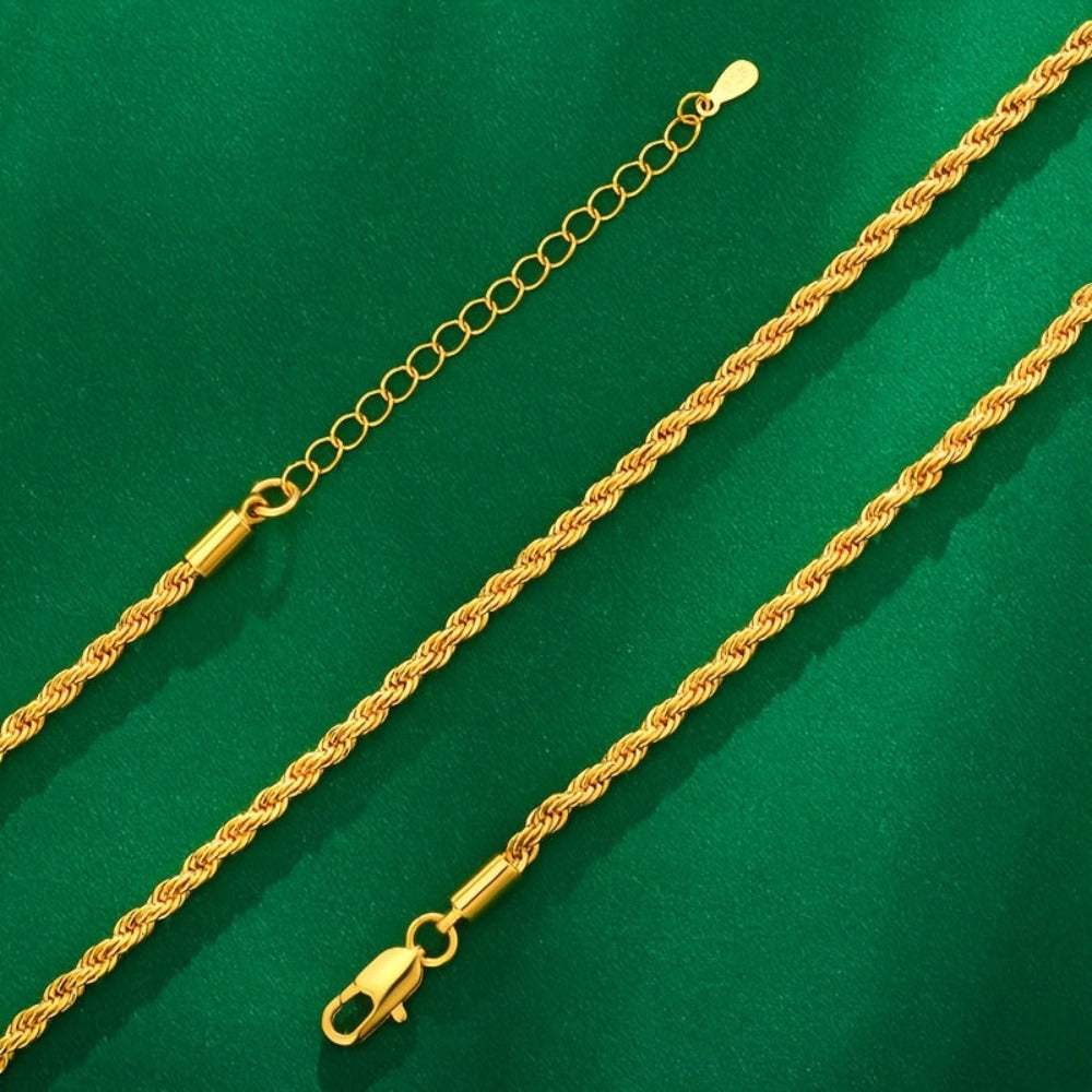 Collar de plata 925 para mujer, collar estilo cadena, collar de cadena retorcida, regalo de San Valentín, moda y fácil, regalo de luna de miel para el Día de Acción de Gracias para ella, viene con una caja de regalo de boutique