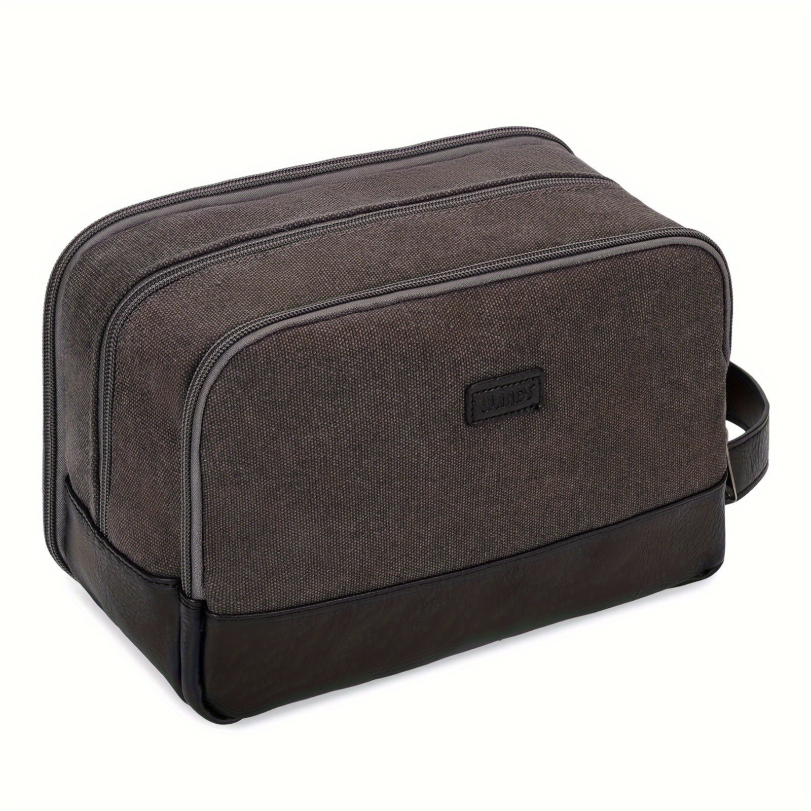 Neceser de Viaje de Lona con Asa Lateral para Hombre y Mujer, Organizador de Artículos de Aseo de Viaje, Bolsa de Afeitado con Bolsillo Separado para Artículos Secos y Húmedos para Viajes