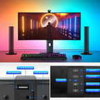 Barra de Sonido Estéreo para Smart TVs, Subwoofer sin varillas 2 en 1, Sistemas de Cine en Casa, Mejora de Graves, Conectividad Inalámbrica, TF, AUX, FM, RCA, TWS, Batería Recargable Integrada de 2000mAh, Compatible con Reproductor de DVD, TV, Computadora