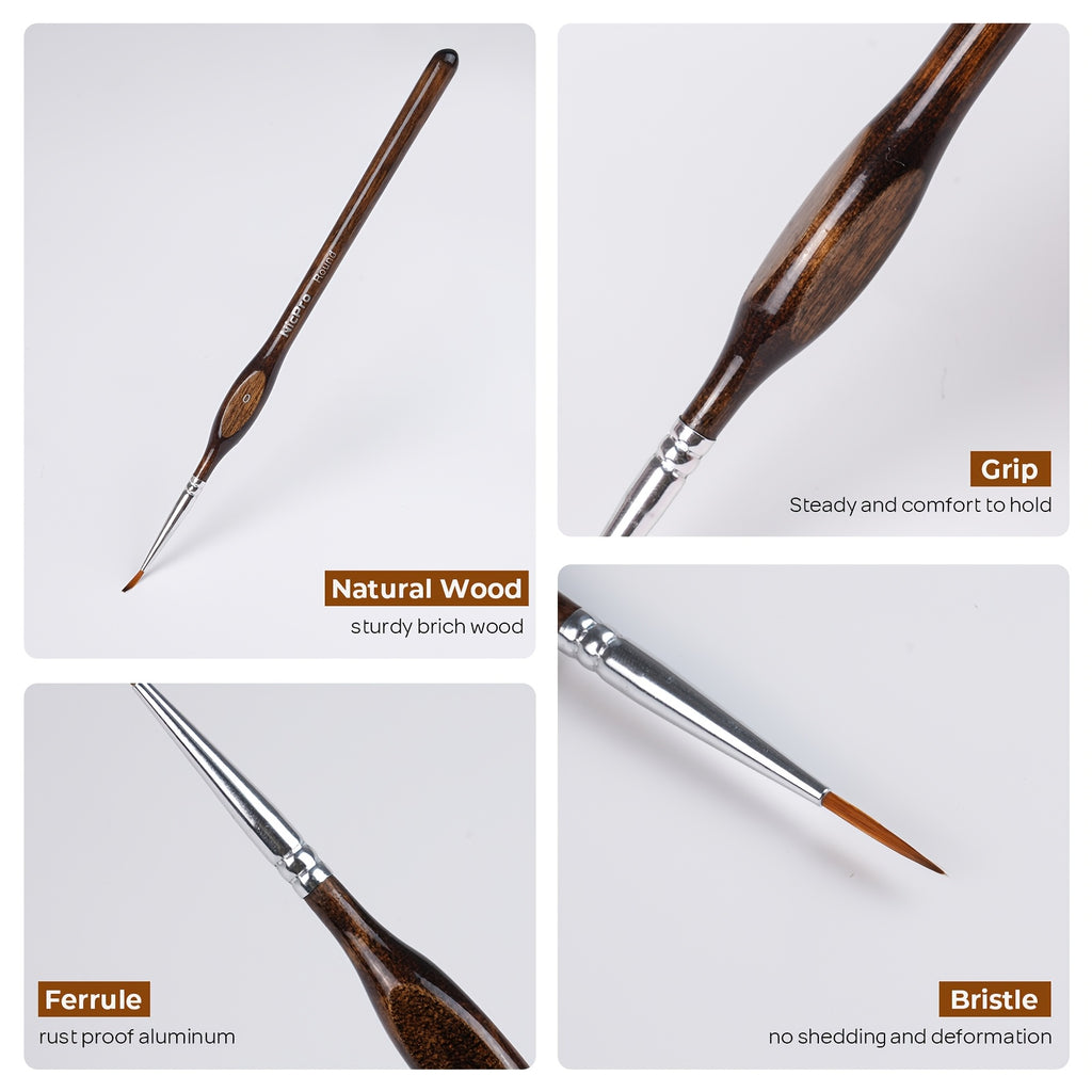 Juego de 21 pinceles en miniatura para pincelado seco, pinceles de detalle para pintar modelos con acrílico y acuarela, pinceles finos para pintar por números en miniaturas con rollo de tela, regalo perfecto