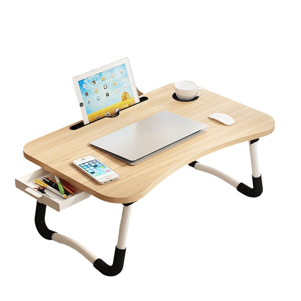 Bandeja para Cama, Mesa Plegable de Desayuno con CAJON Mesa Ordenador Portátil Multifunción Mesa de Ordenador portátil para Cama y sofá