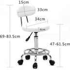 Taburete de oficina Bonnlo | Rodante, giro de 360°, altura ajustable, material de PVC, forma redonda, respaldo negro para estudio de uñas, salón de belleza, spas y oficinas
