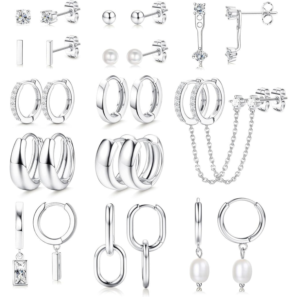 Juego de 13 Pares de Aros Pequeños Dorados para Mujer, Baño en Oro 14K, Ligeros y Hipoalergénicos, Pendientes Delgados Tipo Huggie, Ideal para Regalo