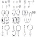 Juego de 13 Pares de Aros Pequeños Dorados para Mujer, Baño en Oro 14K, Ligeros y Hipoalergénicos, Pendientes Delgados Tipo Huggie, Ideal para Regalo