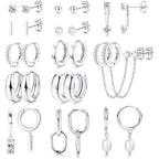 Juego de 13 Pares de Aros Pequeños Dorados para Mujer, Baño en Oro 14K, Ligeros y Hipoalergénicos, Pendientes Delgados Tipo Huggie, Ideal para Regalo