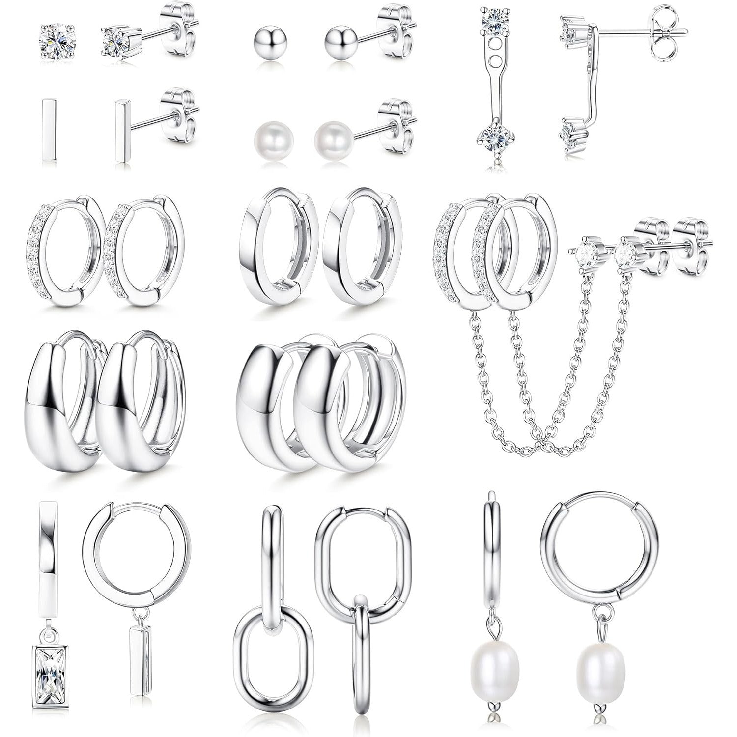 Juego de 13 Pares de Aros Pequeños Dorados para Mujer, Baño en Oro 14K, Ligeros y Hipoalergénicos, Pendientes Delgados Tipo Huggie, Ideal para Regalo