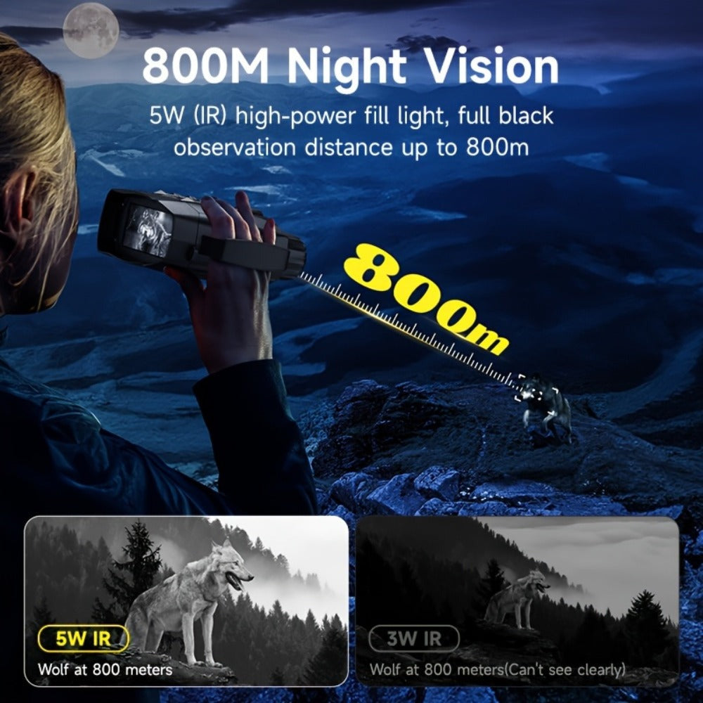 Binoculares de visión nocturna 4K HD, gafas de visión nocturna con pantalla de 3 pulgadas y linterna, adecuadas para la caza al aire libre en la oscuridad, seguridad para acampar, observación de la vida silvestre, zoom digital 10X, batería incorporada de