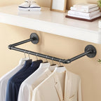 Perchero de tubo industrial de 200 cm para montar en la pared, toallero, barra para prendas de estilo vintage, riel de pared de alta resistencia para colgar y exhibir ropa, para dormitorio y lavadero
