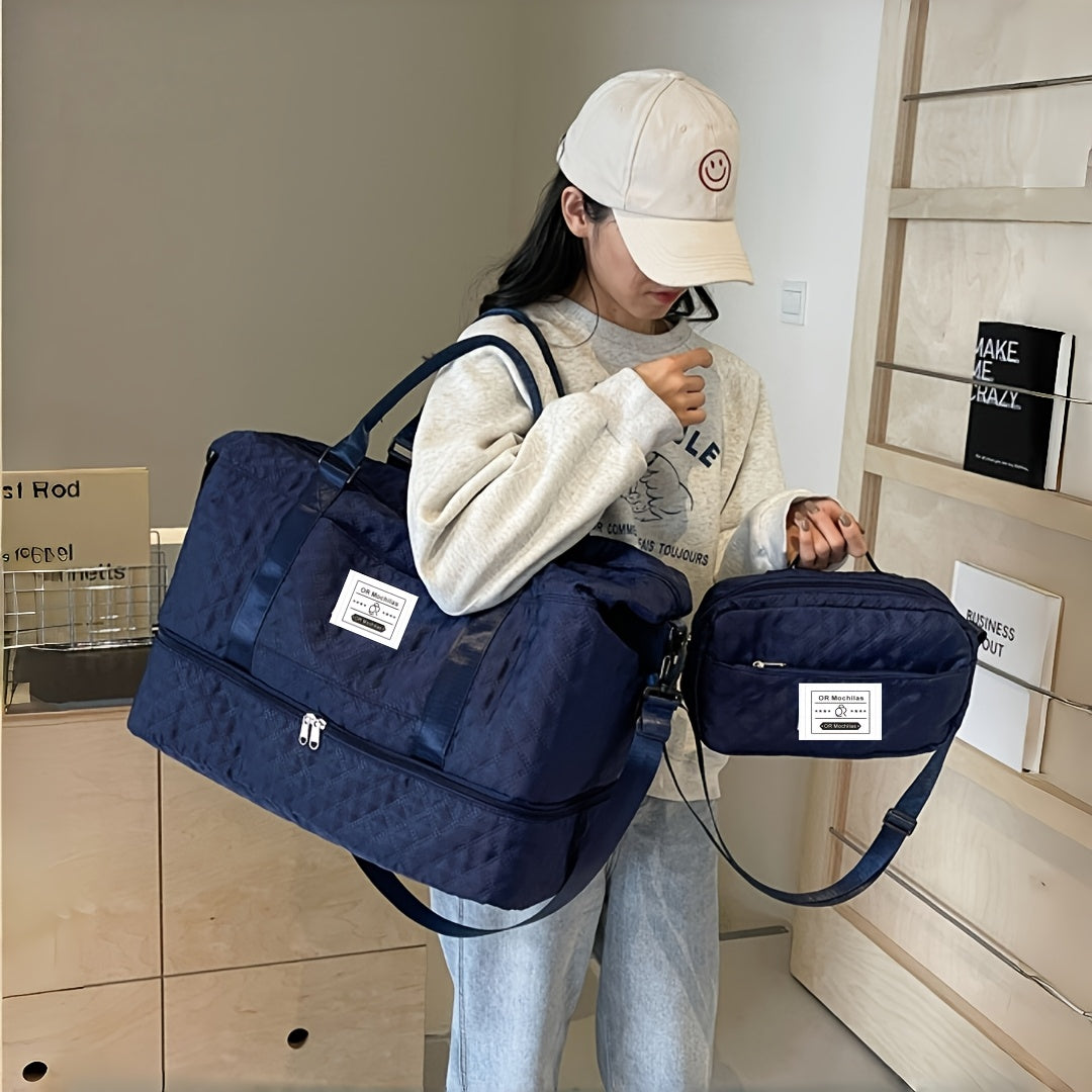 Set de Bolso Duffel de Viaje, Bolso de Fin de Semana para Mujer con Bolso de Hombro, Bolso de Mano de Noche con Compartimento para Zapatos, Bolso de Gimnasio para Yoga con Bolsa para Zapatos con Bolsillo Húmedo, Bolso de Hospital para el Trabajo de Parto
