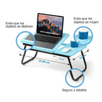 Mesa plegable para cama y sofá con altura ajustable de 5 niveles, bandeja con superficie ajustable y portavasos, mesa pequeña multifunción para ordenador, libros, trabajo y estudio en casa (56x32x25cm)