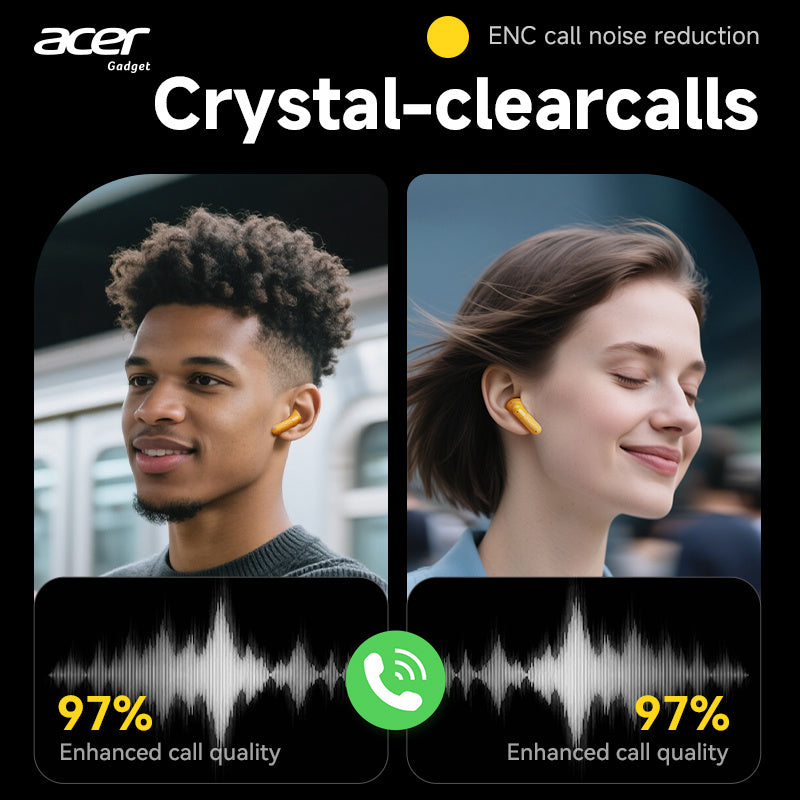 Auriculares Bluetooth | Acer Ohr Auriculares inalámbricos de 13.92 metros Anc Call con reducción de ruido, graves potentes, sonido estéreo