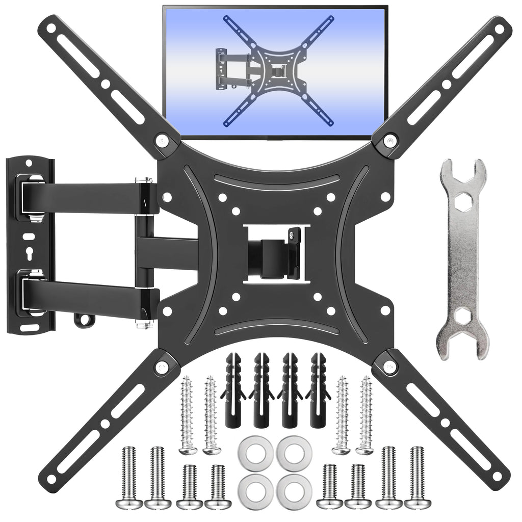 Soporte giratorio para TV LCD LED de 32" - 55" con brazo 3D USB ajustable. Soporte de pared giratorio para TV y monitor de PC. Brazo de acero 3D ajustable con capacidad de carga de 22 kg. Soporte de TV móvil con alcance de 50 cm y organizador de cables. S