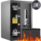 VEVOR Seguro, 2.2 pies cúbicos Caja Fuerte para el Hogar, Caja de Seguridad de Acero con Huella Digital, Teclado Digital y 2 Llaves, Caja Fuerte con Bolsa Grande a Prueba de Fuego, Protege Efectivo, Oro, Joyas, Documentos, 15.8x13x23.6 pulgadas