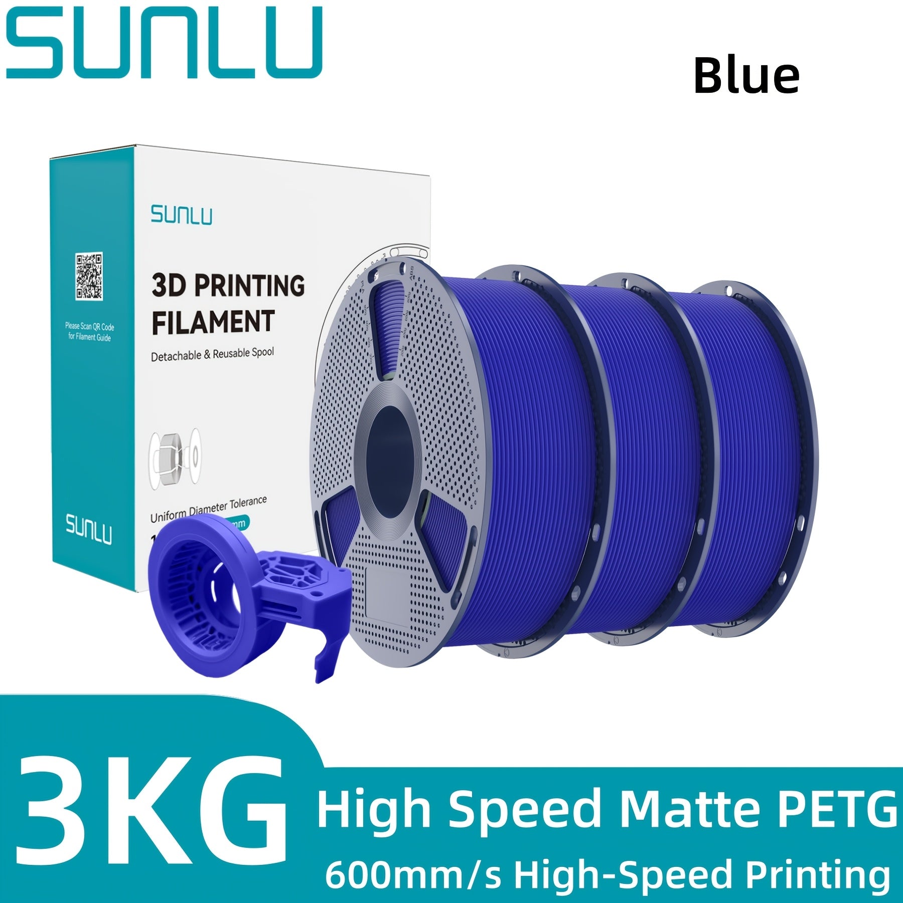 SUNLU Filamento PETG de Alta Velocidad, Filamento PETG para Impresión 3D, Menos Desprendimientos, Buena Adhesión de Capas, Alta Resistencia a la Tracción, Soporte para Impresión de Alta Velocidad de 50-600 mm/s, 3kg (6.6lbs)