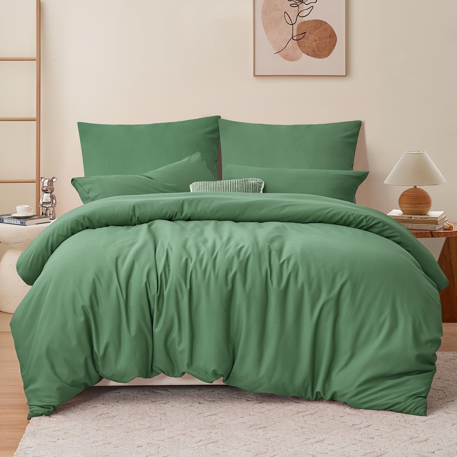 Juego de cama de 3/4 piezas, incluye funda nórdica 100 % algodón - Ropa de cama suave para toda estación, resistente a la luz, diseño con cremallera, tejido de color liso, varios tamaños (135x200, 155x220, 200x200, 200x220) - Estilo moderno minimalista, d