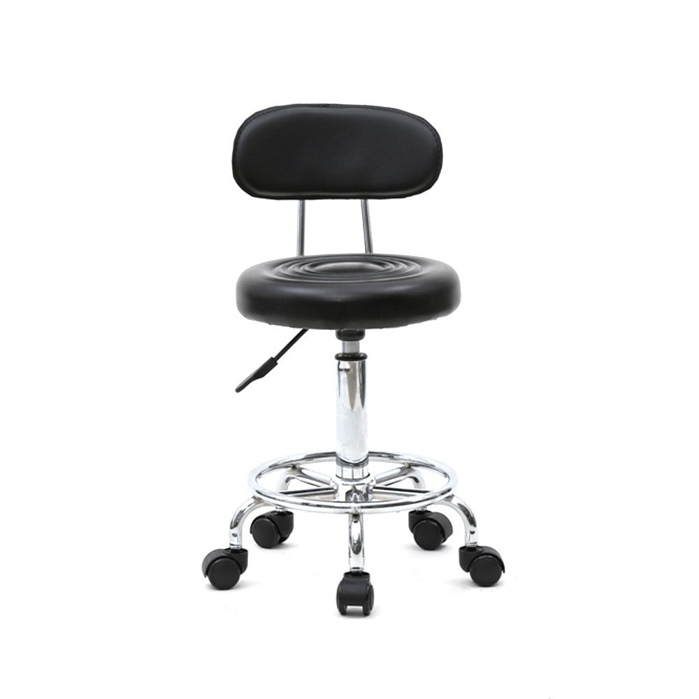Taburete de salón redondo con ruedas y respaldo, taburete giratorio de salón de altura ajustable con ruedas y asiento suave para spa, salón de dibujo, tatuaje
