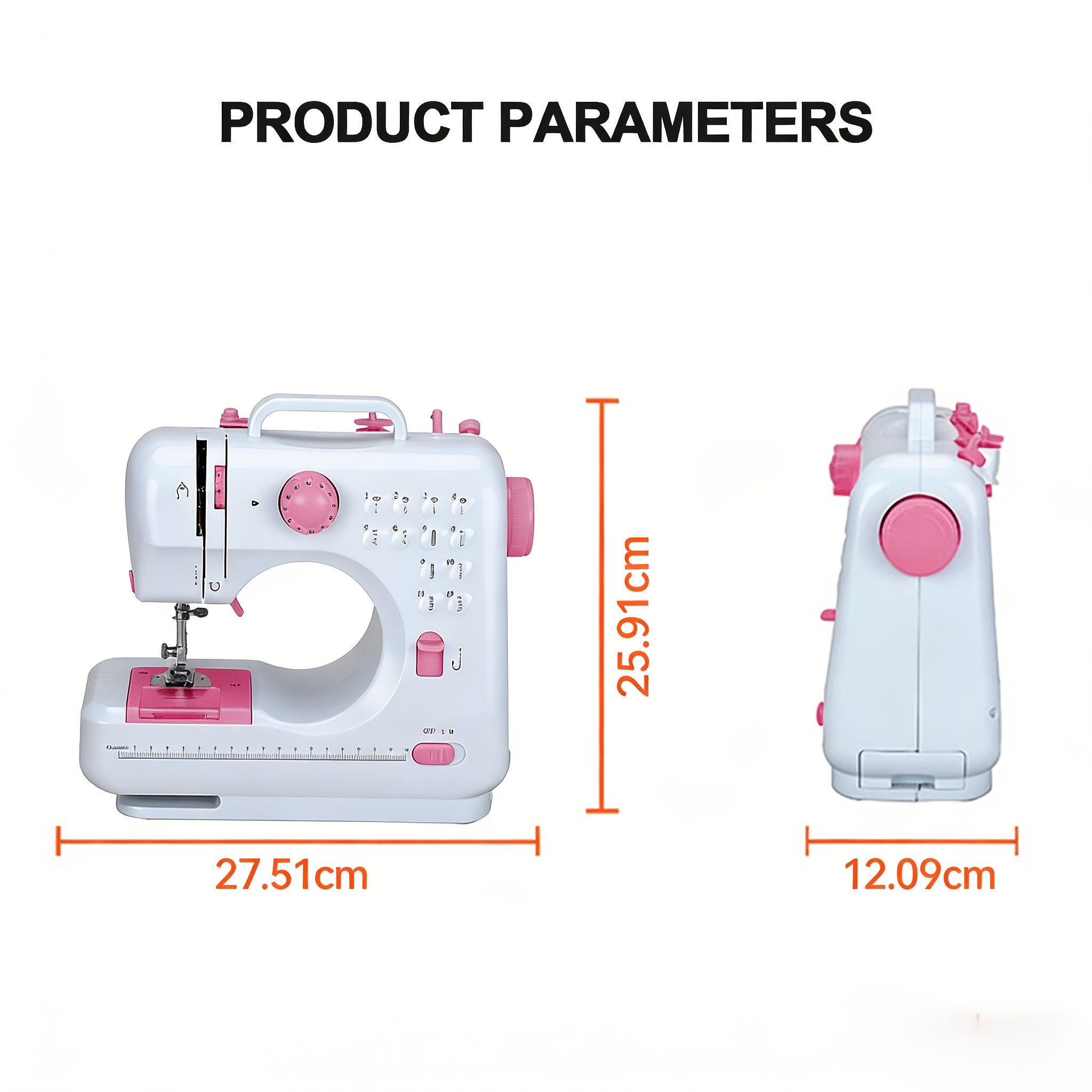 Mini Máquina de Coser para Principiantes, 12 Agujas Multifuncional para el Hogar, Portátil, de Doble Hilo, Inversión de Puntos, Dos Velocidades, Alimentada por Batería, (Batería No Incluida en el Paquete)