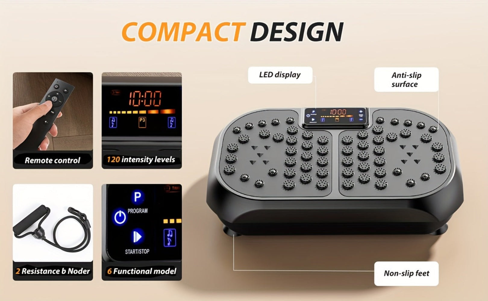 Plataforma de vibración inteligente con ajuste de 99 posiciones, masaje electromagnético y almohadilla Shiatsu para pies | Música USB, banda de resistencia | Plataforma de adelgazamiento silenciosa para pérdida de peso, escultura muscular, entrenamientos