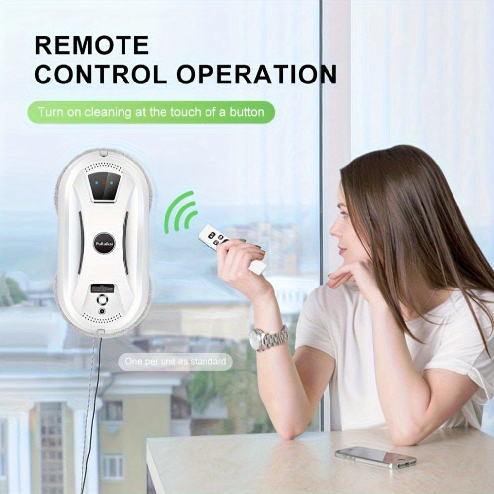 Puruikai 02 Almacén Local Robot de Limpieza de Ventanas Inteligente Rociador Automático de Agua Control Remoto Robot Eléctrico de Limpieza de Vidrios con Planificación de Alto Succión Anti Caída Seguro y Confiable Ahorro de Tiempo y Esfuerzo Limpieza de V
