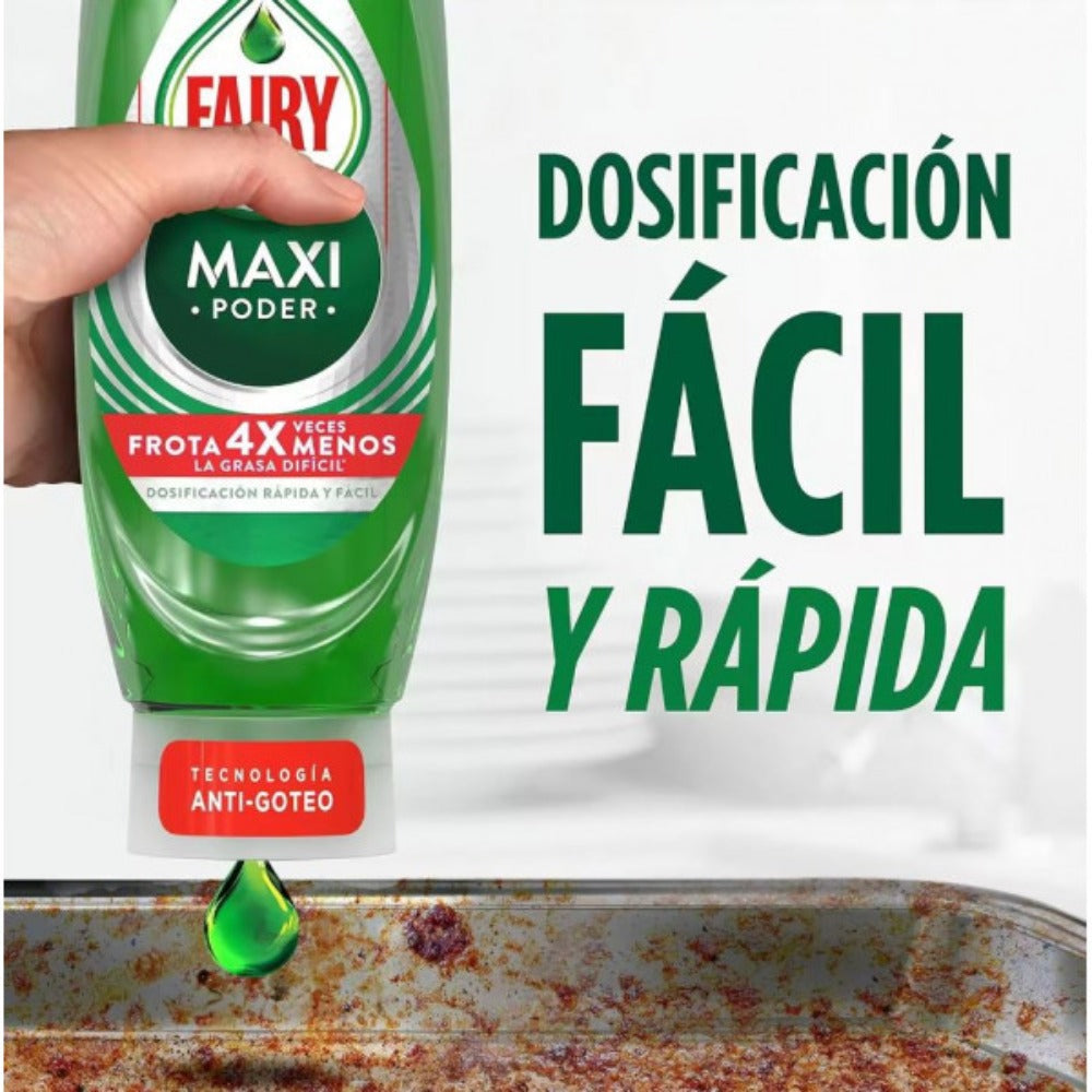 FAIRY Maxi Poder Duplo 900 ml Lavavajillas Liquido a Mano 2x450 ml Con Poder Antigrasa, Limpieza Facil Platos, Ollas Y Sartenes Mas Grasientas