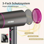 Secador de Pelo Plegable para Viajes con Tecnología de Iones Negativos y Control de Temperatura - 3 Velocidades/Configuraciones de Calor, Botón de Aire Frío, Boquilla Concentradora, Motor sin Escobillas, Estilizador de Secado Rápido, Voltaje (Compatible c