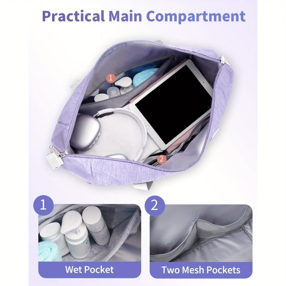 Bolso de mano plegable y ligero de 30L, aprobado por aerolíneas, 18x14x8 pulgadas, compatible con TSA, con bolsillo húmedo, para viajes nocturnos y gimnasio (esencial de viaje unisex 2026)