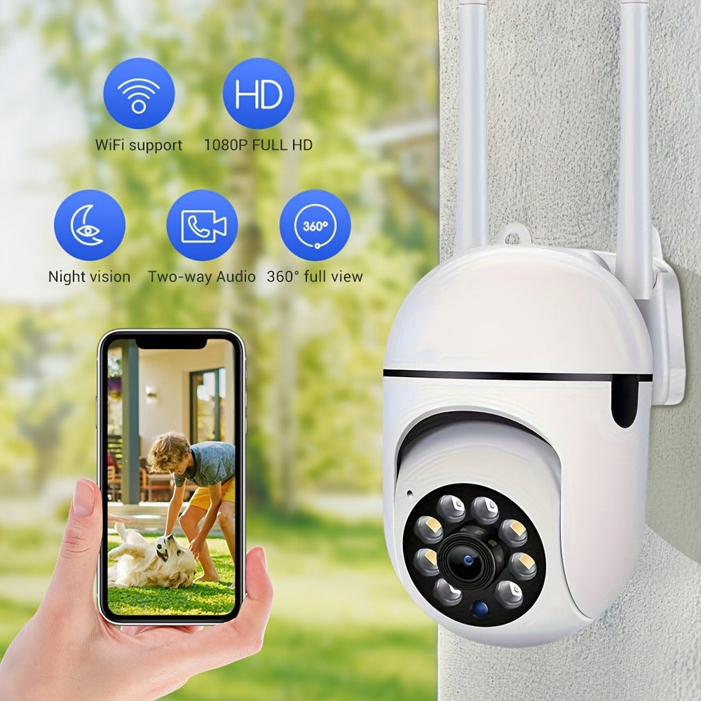 4 cámaras de seguridad para exteriores 1080P FHD: Rotación PTZ de 355°, visión nocturna a todo color, audio bidireccional y funciones adicionales perfectas para la vigilancia del hogar/negocios pequeños (propietarios)