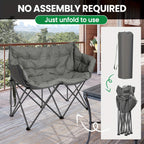 Silla de camping plegable doble con almohadilla suave y espesa, silla de descanso de alta carga para patio y balcón, silla de ocio de gran carga de 220 kg, portátil, adecuada para camping en patio, camping, piscina al aire libre.