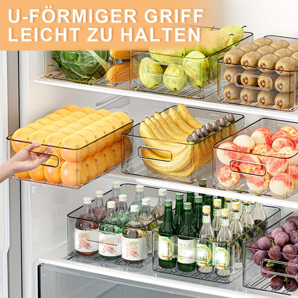 Un juego de 6 organizadores para refrigerador, 3 tamaños (2 pequeños, 2 medianos, 2 grandes) - Contenedores de almacenamiento apilables transparentes para refrigerador, cocina, despensa, gabinetes, fregadero, baño