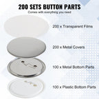 VEVOR 3" 75mm Suministros de partes de insignias de botón para máquina de fabricación de botones 200 juegos (máquina no incluida)