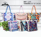 MEJORADA Bolso de playa grande con estampado bohemio, ideal para verano, con flecos de algodón, forro interior y bolsillos, 55×37×19 CM, tejido 100% poliéster