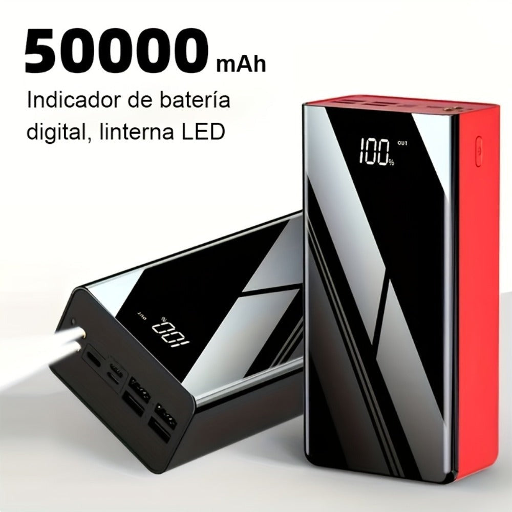 Cargador USB Rápido de Gran Capacidad 50000Mah con Pantalla LED, Linterna y Reserva de Energía de Emergencia - Luz de Camping para Exteriores para iPhone, Android y Dispositivos Digitales, Regalo de Vacaciones