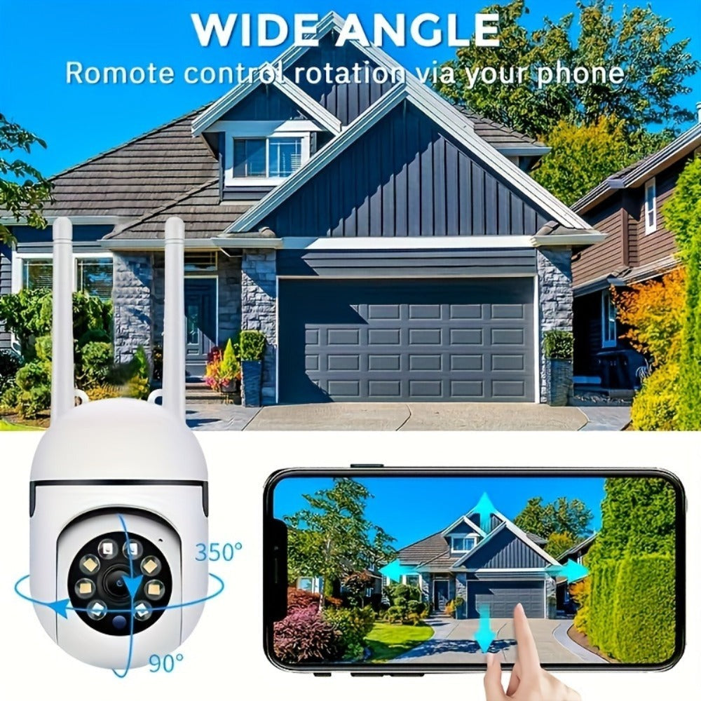 Viernes 2 piezas Cámara de seguridad WiFi Ease Life APP 1080P HD, visión nocturna a color, audio bidireccional, /inclinación/zoom 360, seguimiento y detección de movimiento para seguridad del hogar, foco y sirena, con cable