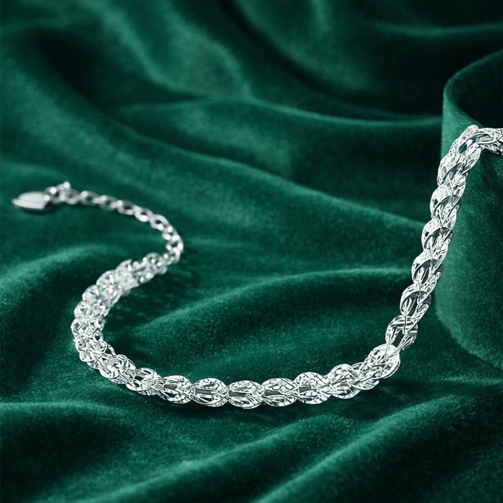 Pulsera tejida para mujer de plata de ley 925 - Elegante collar de plata tejido fino para mujer, regalo de joyería ajustable